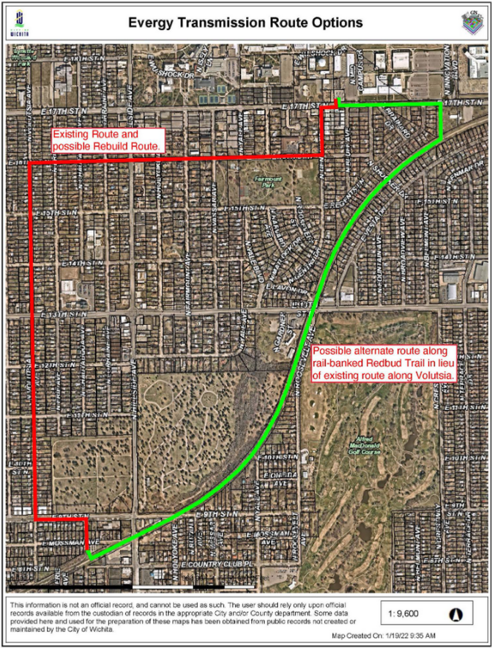 These are the two options Evergy presented northeast Wichita residents with for replacing the aging transmission line between the Wichita State substation and the Mossman substation near 9th and Hillside.