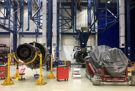 Engines are seen at MTU Maintenance in Zhuhai, Guangdong Province, China, November 3, 2016. Picture taken November 3, 2016. REUTERS/Brenda Goh