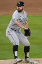 Chicago White Sox's Carlos Rodon winds up during the first inning of the team's baseball game against the New York Yankees on Friday, May 21, 2021, in New York. (AP Photo/Frank Franklin II)