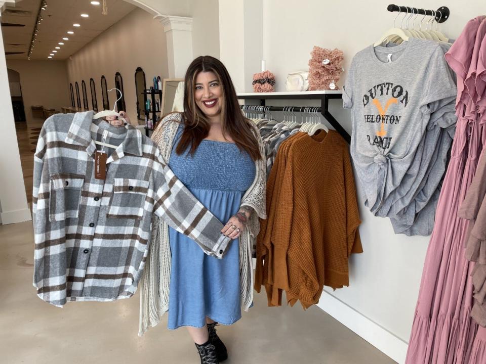 Ninalee Costelnock's new Howell salon, District 308 Salon & Boutique, also features a small clothing and accessories boutique, hand-picked by her, shown Monday, March 14, 2022.