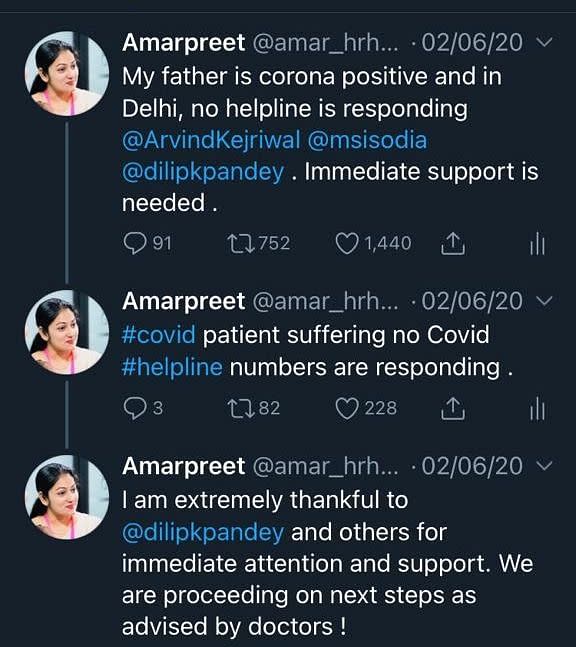 Amarpreet's tweet on 2 June 2020.