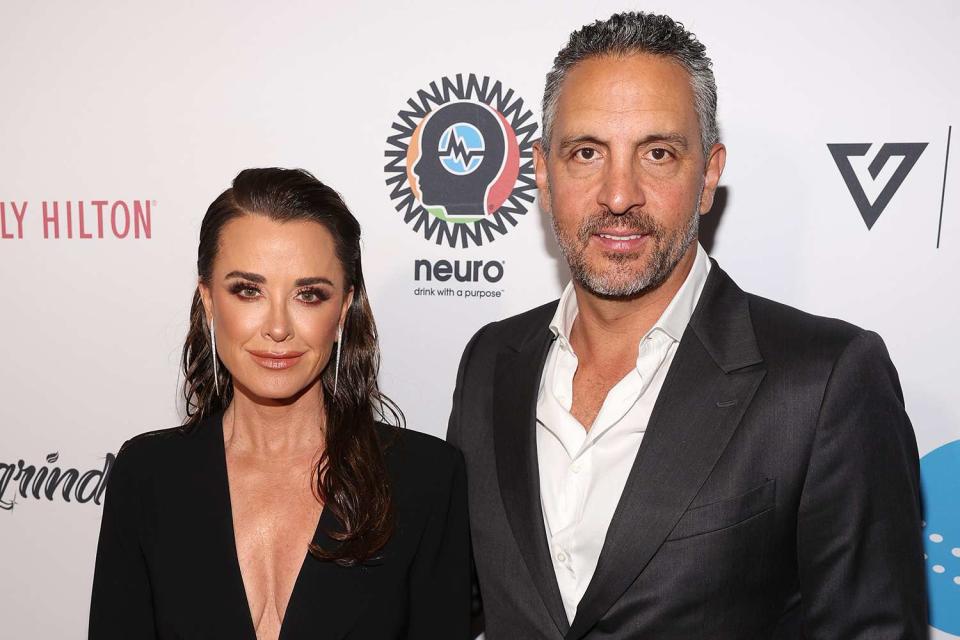 <p>Jesse Grant/Getty Images</p> Kyle Richards and Mauricio Umansky in April 2023. 