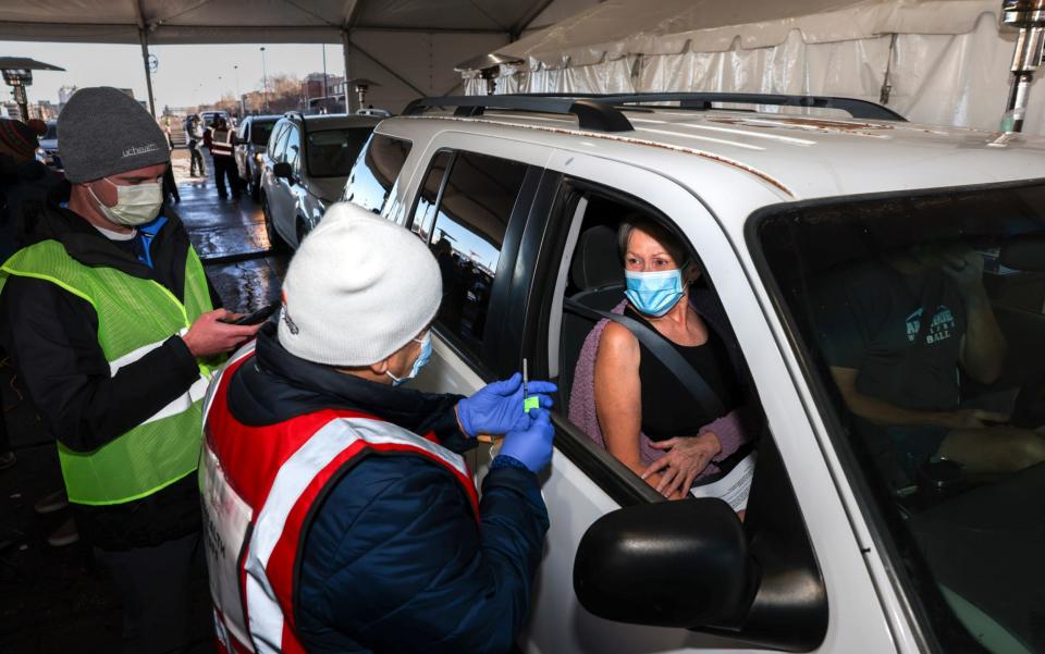 A drive-through mass vaccination site in Denver, Colorado - Michael Ciaglo /Getty Images North America 