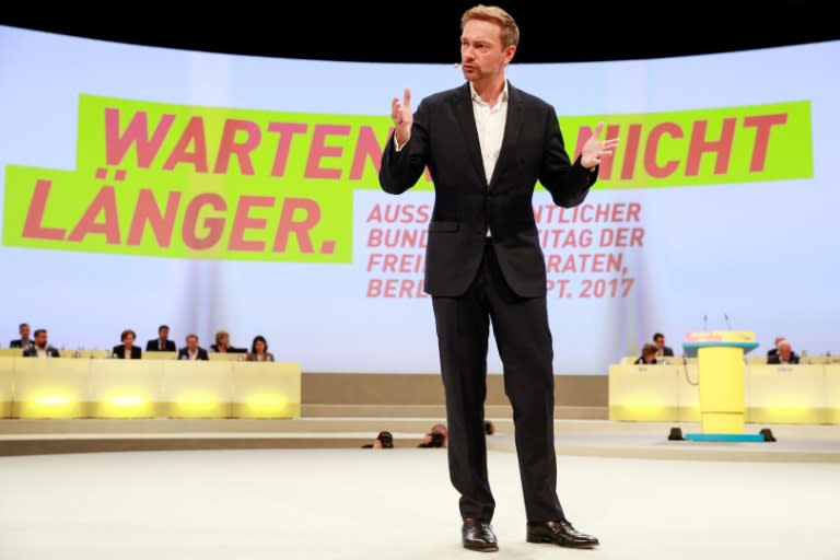 Germany's Free Democrats are hoping for a good enough poll score to hold the balance of power -- and leader Christian Lindner has called for Greece to leave the eurozone