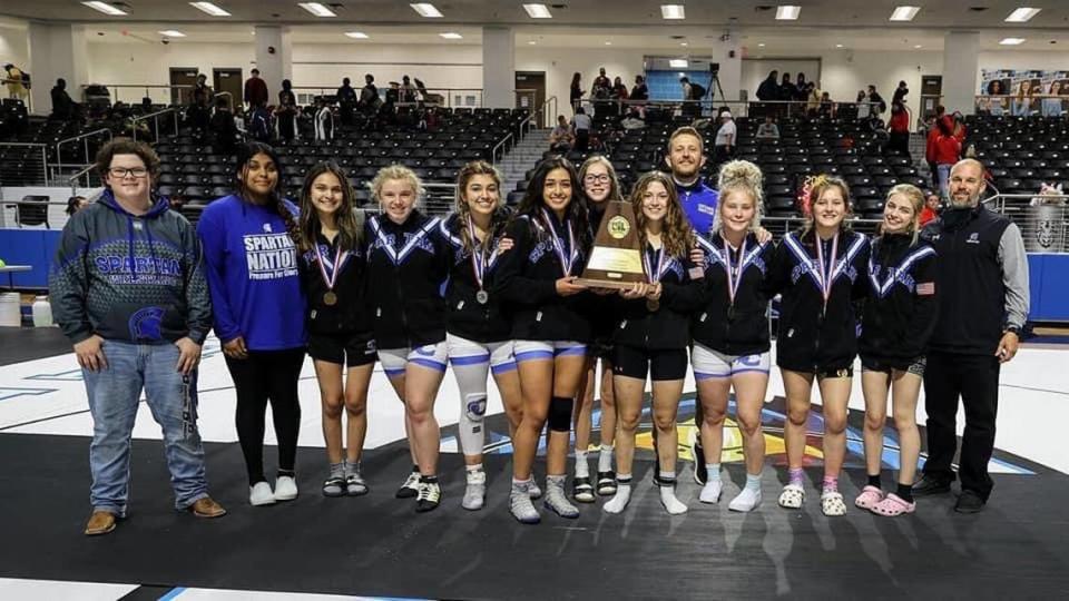 The Burleson Centennial girls wrestling program won its first regional team title.