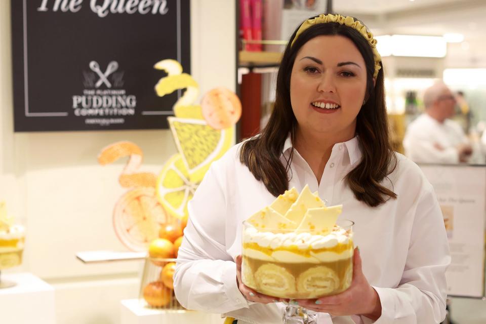 Jemma Melvin with her lemon Swiss roll and amaretti trifle