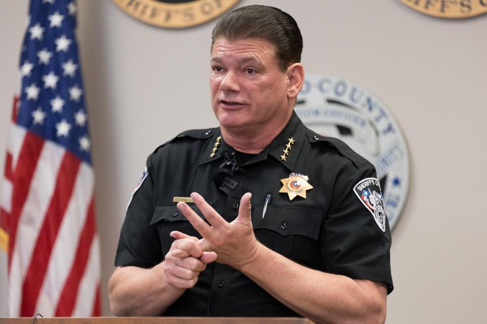 El Paso County Sheriff Richard D. Wiles speaks about Senate Bill 4 at a news conference on Thursday inside the El Paso County Jail in Downtown El Paso.