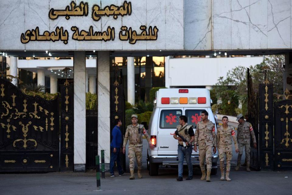 Egypt's former president Hosni Mubarak is transported in an ambulance to Maadi Military Hospital in Cairo on March 2, 2017, as he returns from a court hearing: AFP