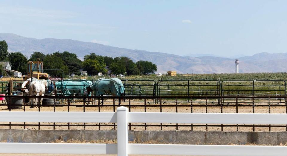 The air traffic control tower at the Boise Airport is visible from U.S. Sen. Jim Risch’s family properties on the outskirts of Southwest Boise. Darin Oswald/doswald@idahostatesman.com