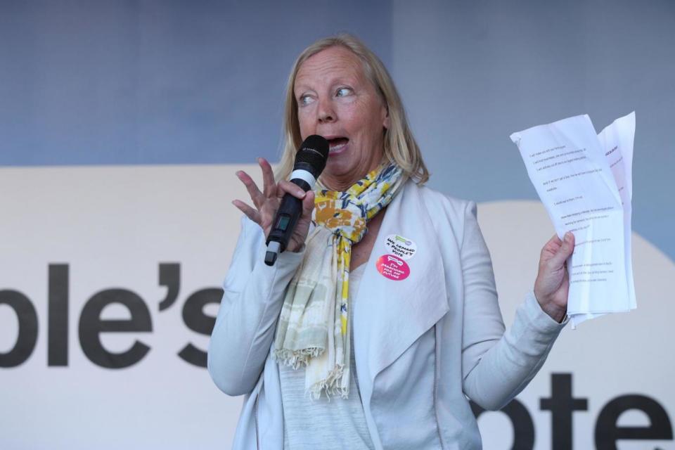 Deborah Meaden addresses Anti-Brexit campaigners (PA)