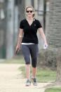 <b>Catching a Workout </b><br>Lawrence, 22, walks in Santa Monica, California, during a workout in June.