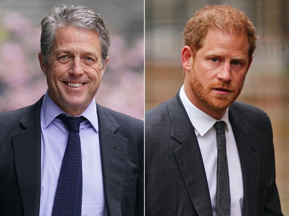 Hugh Grant attended court in the final day of the hearing. Prince Harry attended last month (PA)