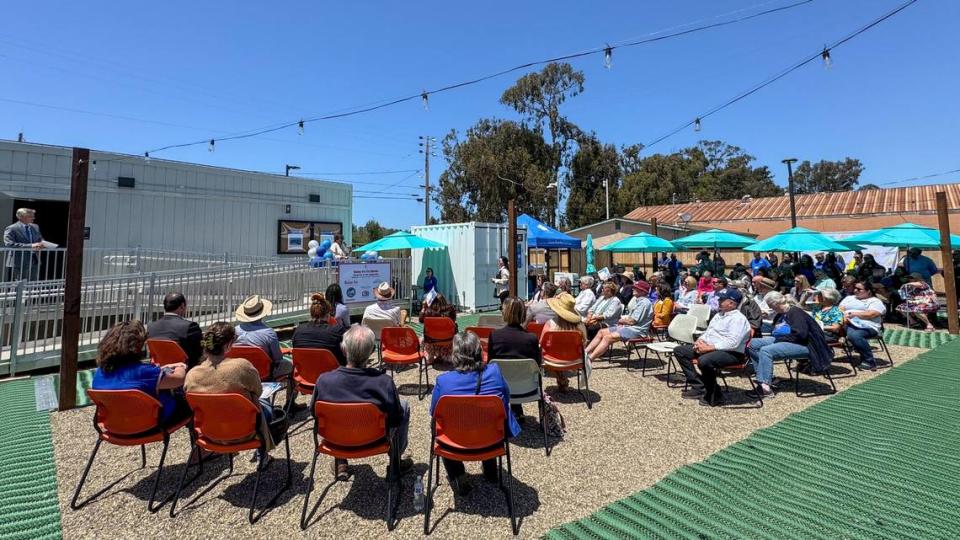 The 5Cities Homeless Coalition celebrated the opening of the Balay Ko on Barca interim cabin housing project on Thursday, May 2, 2024. The project consists of 30 beds that can be used to give people a first step out of homelessness. John Lynch/jlynch@thetribunenews.com