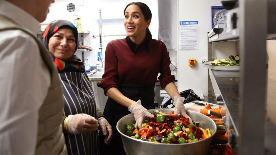 The Duchess of Sussex visited the kitchen and the women she’s worked with to create the ’Together’ cookbook.