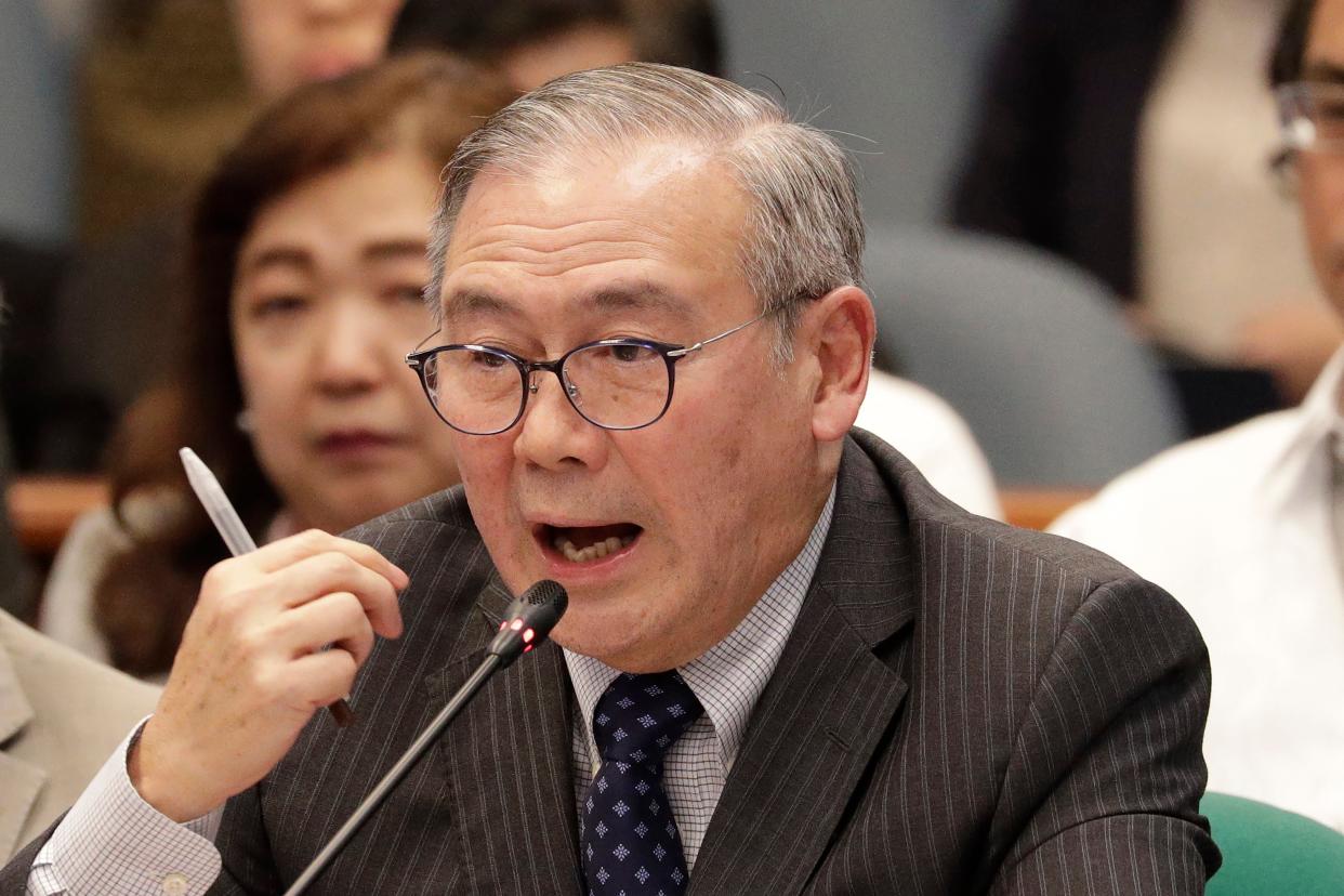 <p>Teodoro Locsin Jr during a senate hearing in Manila on 6 February, 2020. </p> (AP)