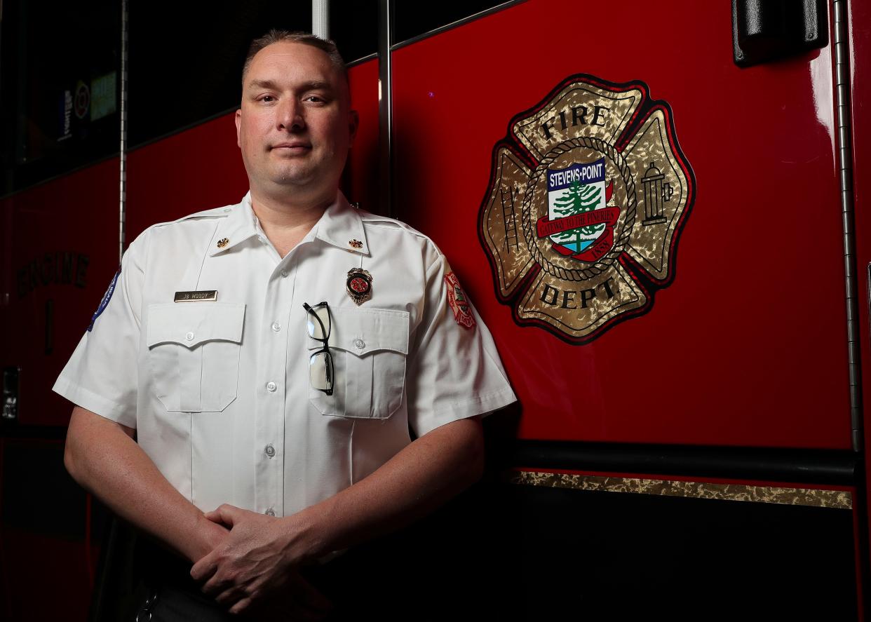 Stevens Point Fire Chief J.B. Moody poses for a portrait on Monday, May 16, 2022, at the Stevens Point Fire Department in Stevens Point, Wis.