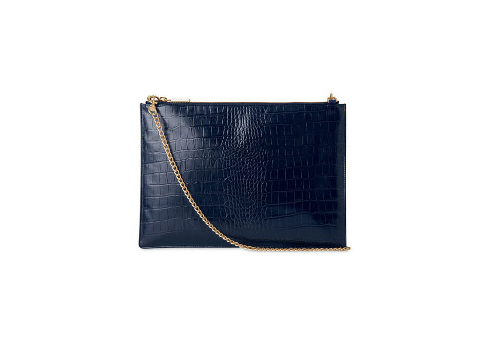 <p>Whistles Shiny Croc Rivington Clutch, $160, <a href="http://www.whistles.com/women/accessories/small-accessories/shiny-croc-rivington-clutch-21511.html?dwvar_shiny-croc-rivington-clutch-21511_color=Navy" rel="nofollow noopener" target="_blank" data-ylk="slk:whistles.com;elm:context_link;itc:0;sec:content-canvas" class="link ">whistles.com </a></p>