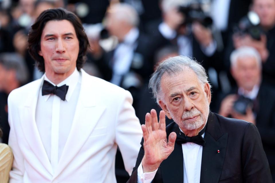 Adam Driver (left) plays a ‘genius artist’ with ambitions to transform his city in Francis Ford Coppola’s dystopian drama (Pascal Le Segretain/Getty Images)