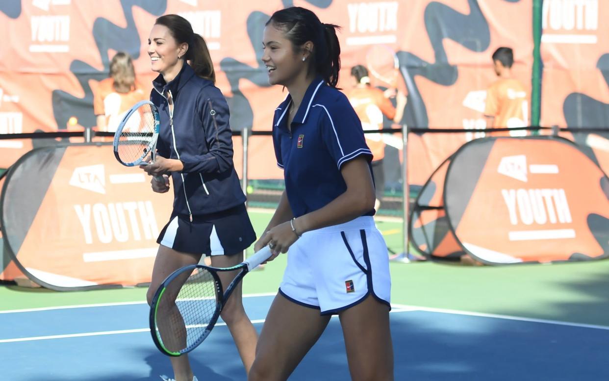 Playing doubles at the National Tennis Centre, the women teamed up for their first shots - Jeremy Selwyn 