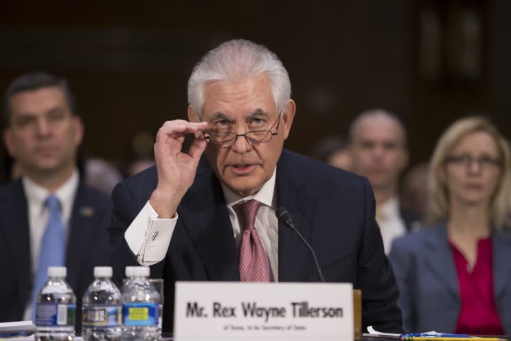 Rex Tillerson bei seiner Anhörung vor dem Senat (Bild: AP Photo/J. Scott Applewhite)