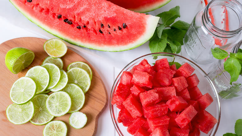 bowl of cubed watermelon