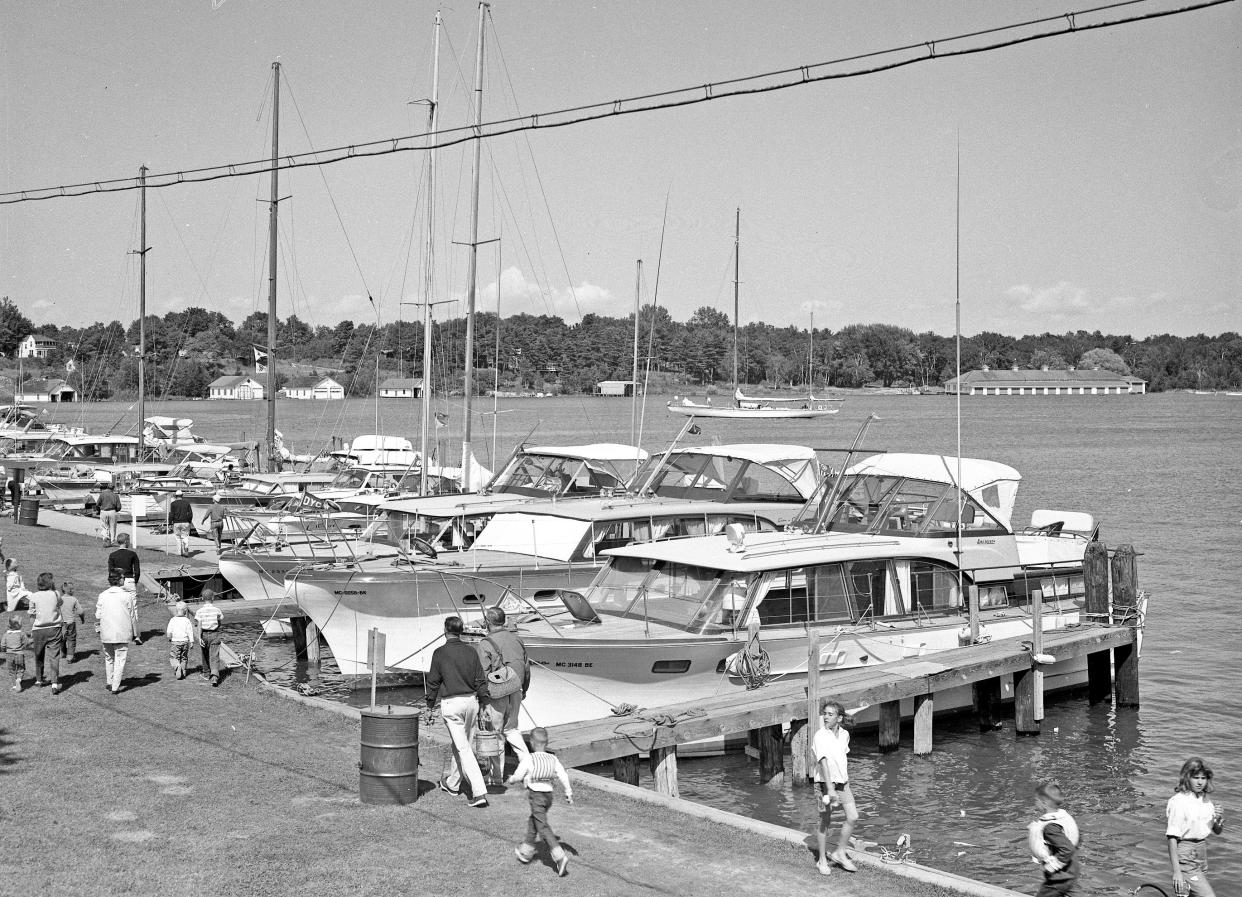 Late 1950s, before waste pump-out and holding tanks became mandatory for yachters docked along Round Lake.