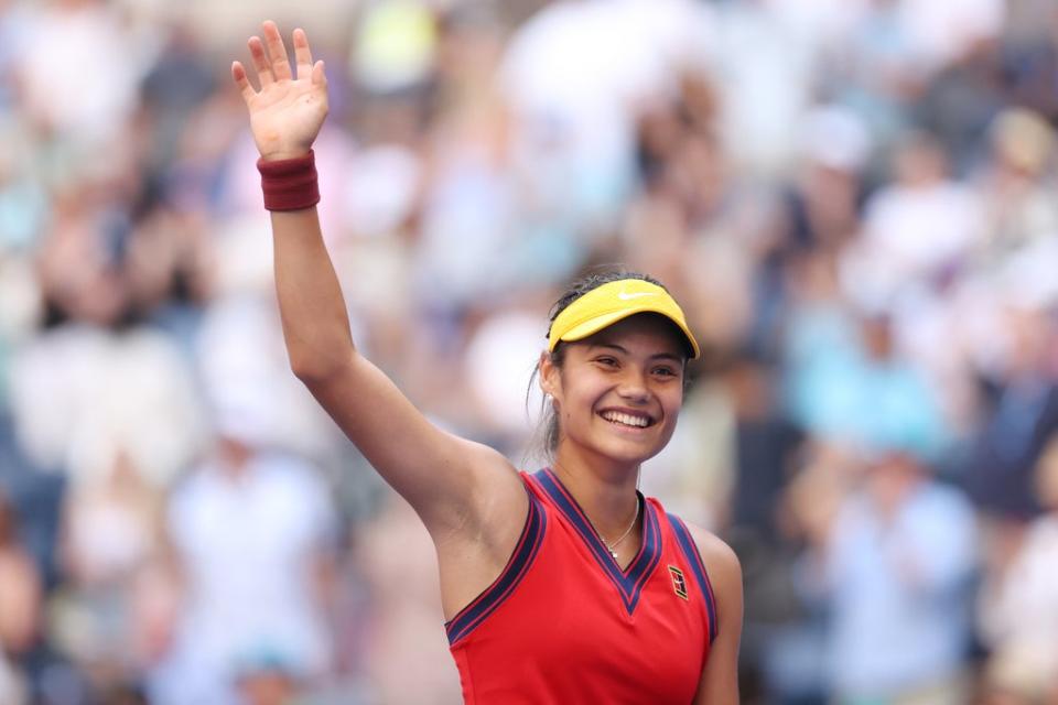 Emma Raducanu salutes the crowd after securing victory (Getty Images)