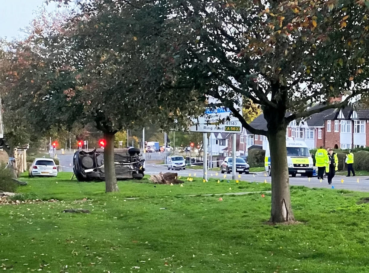 The scene of the crash in Leicester. (SWNS)