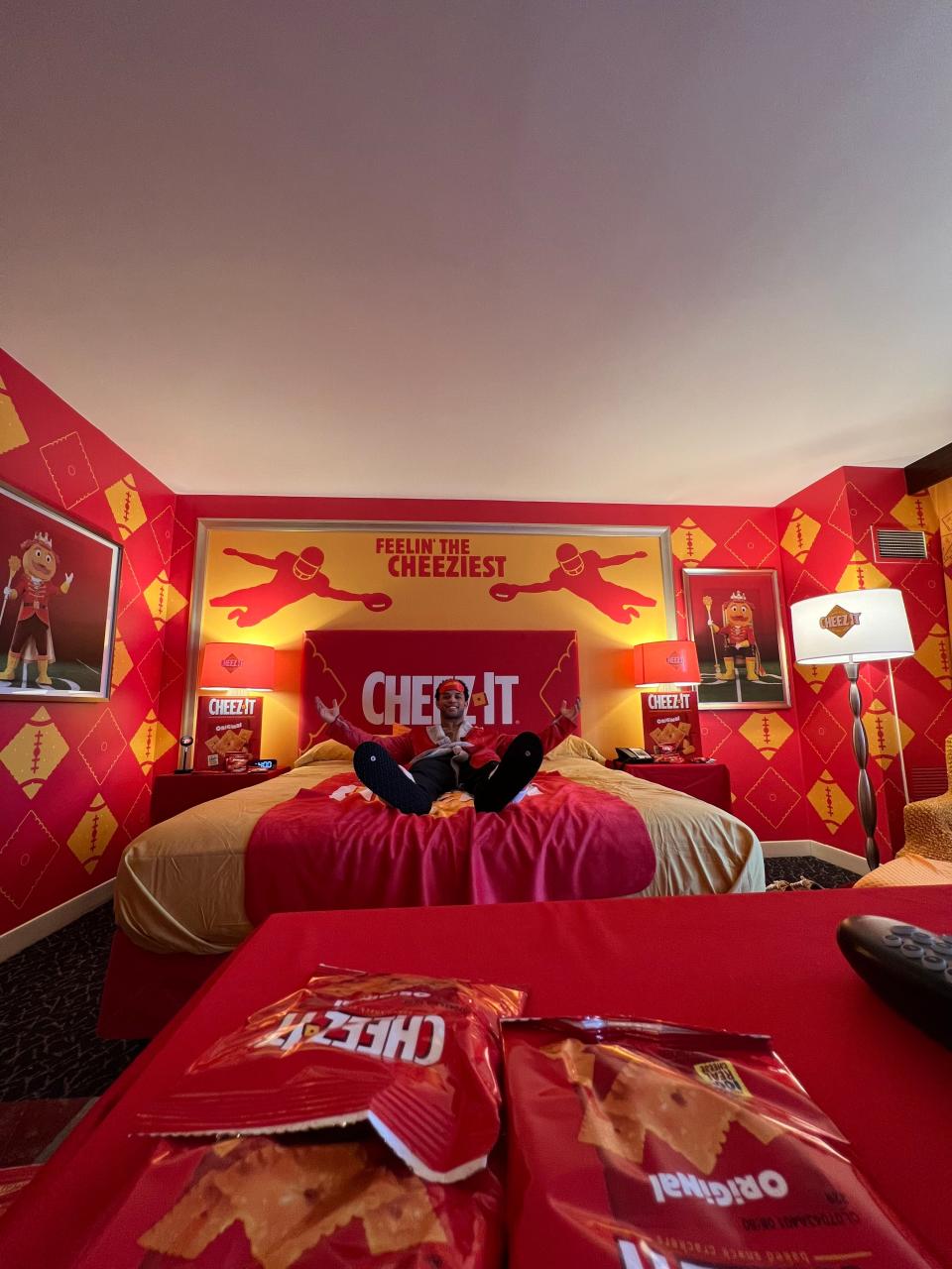 Florida State wide receiver Mycah Pittman in the Cheez-It “Feelin’ the Cheeziest” Hotel Room
