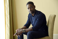 FILE - Actor Sterling K. Brown, a cast member in the NBC series "This Is Us," poses for a portrait during the 2017 Television Critics Association Summer Press Tour in Beverly Hills, Calif. on Aug. 3, 2017. Season five debuts Tuesday and will address the pandemic and Black Lives Matter movement. (Photo by Chris Pizzello/Invision/AP, File)