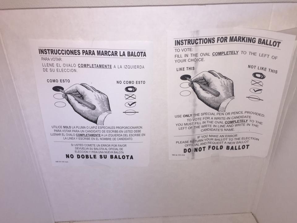 Instructions at the Eddy County Sub-Office in Artesia on May 26, 2022 reminds voters how to fill out an election ballot. Early voting ends days before the June 7 New Mexico Primary in Carlsbad and Artesia.