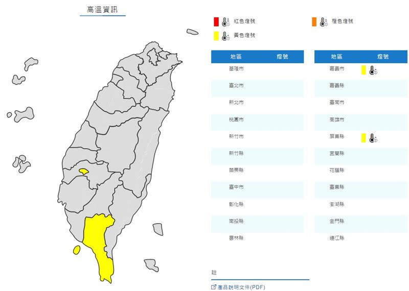 中央氣象局發布高溫資訊。（圖／翻攝自中央氣象局）