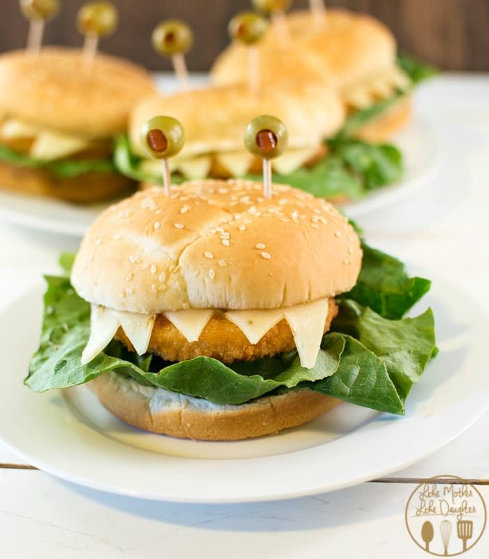 <p>Like Mother Like Daughter</p><p>Bite them before they bite you.</p><p><strong>Get the recipe: <a href="http://lmld.org/2014/10/06/chicken-sandwich-monsters/" rel="nofollow noopener" target="_blank" data-ylk="slk:Chicken Sandwich Monsters;elm:context_link;itc:0;sec:content-canvas" class="link ">Chicken Sandwich Monsters</a></strong></p>