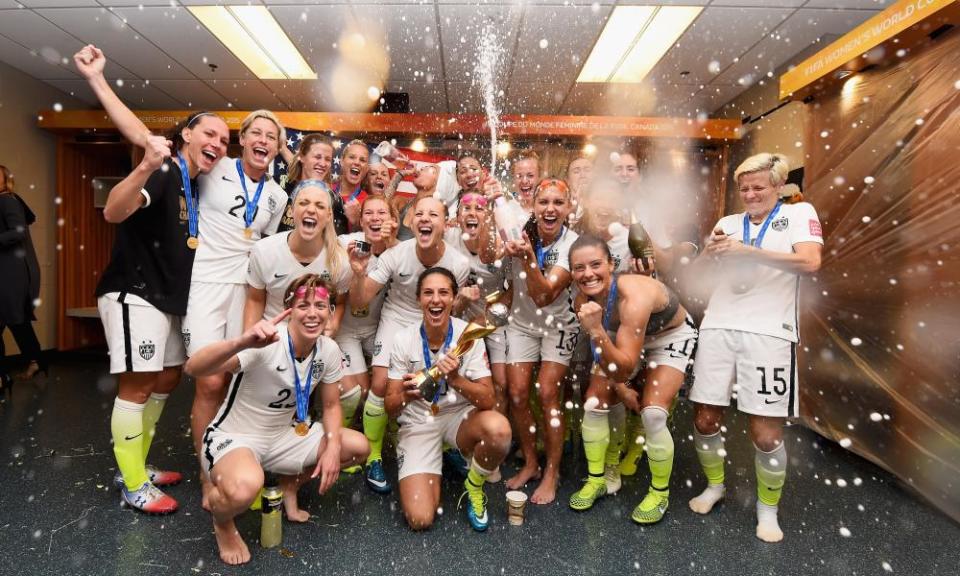 USA celebrate after winning the 2015 World Cup in Vancouver.