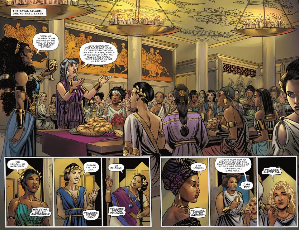 comic page of nubia and the amazons