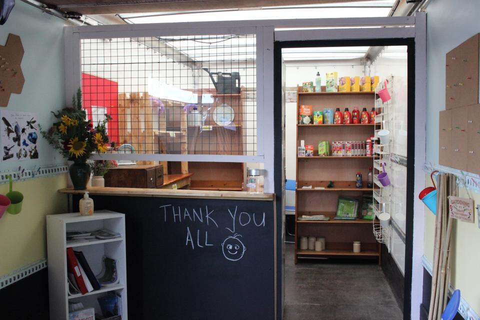 Lorry container turned into allotment trading hut