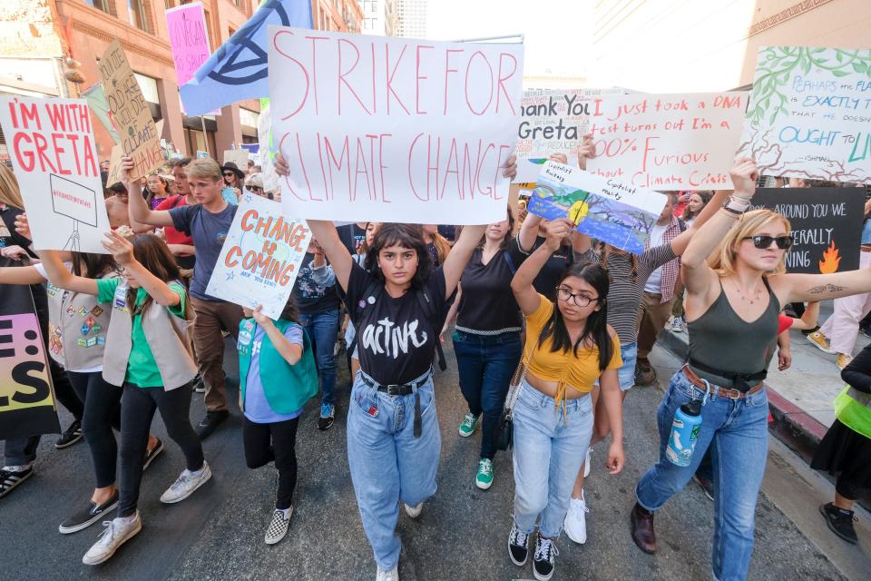 Climate activists in Los Angeles on Nov. 1, 2019.