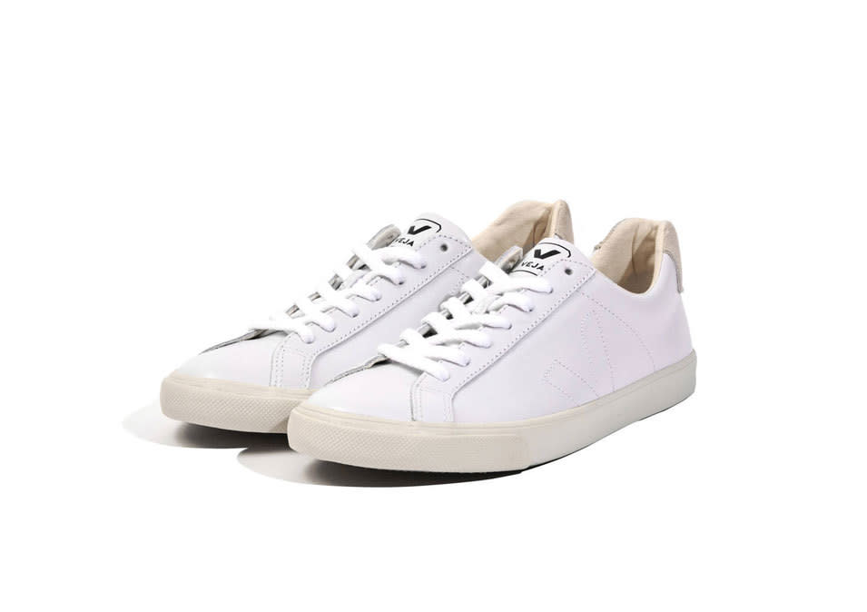 Veja Men’s White Leather Esplar Sneakers, $120, zady.com 