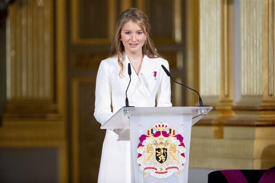 Prinzessin Elisabeth von Belgien während der Feier zum 18. Geburtstag der Kronprinzessin im Königspalast am 25. Oktober 2019 in Brüssel.