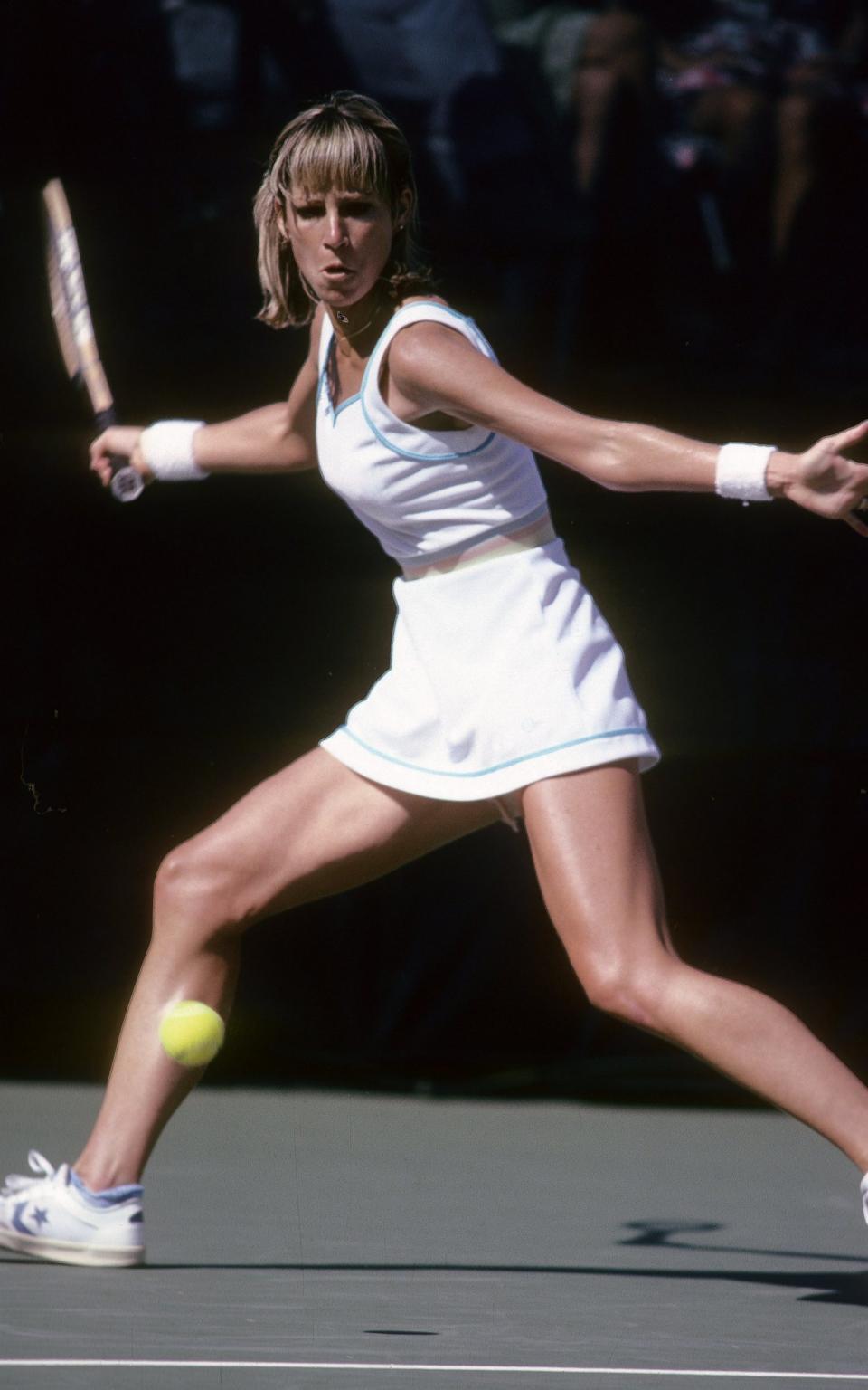 Tennis player Chris Evert Lloyd of the USA during the women finals of the 1980 U.S. Open tennis tournament - Credit: Focus On Sport/Getty Images