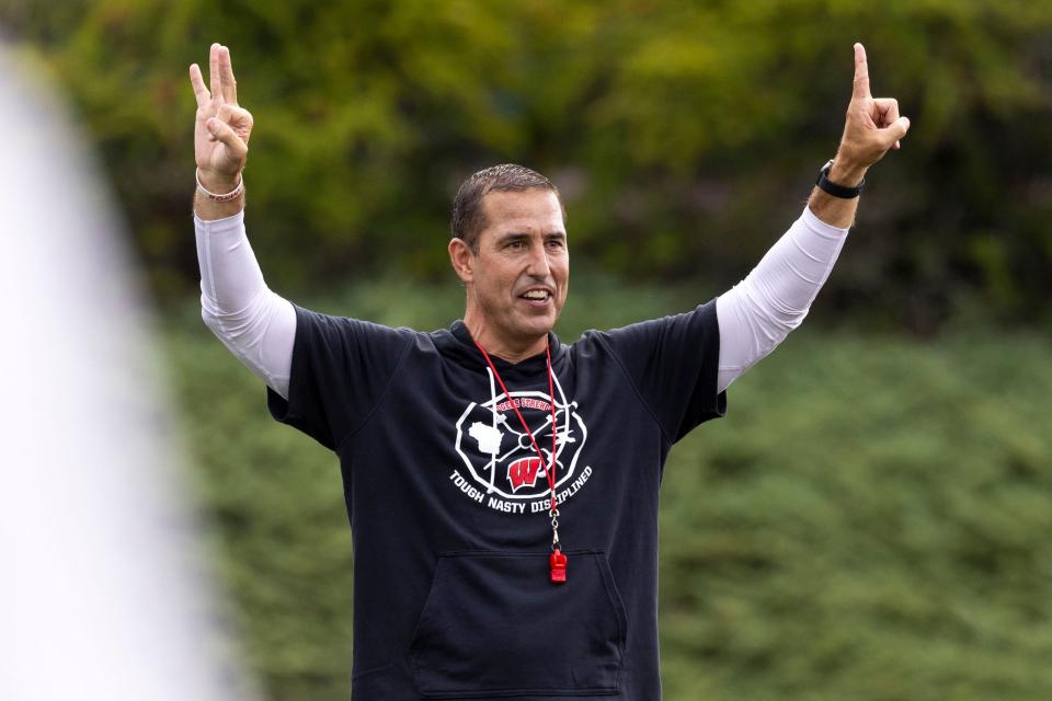 Coach Luke Fickell will be at the helm for Wisconsin when the Badgers host Ohio State Halloween weekend.