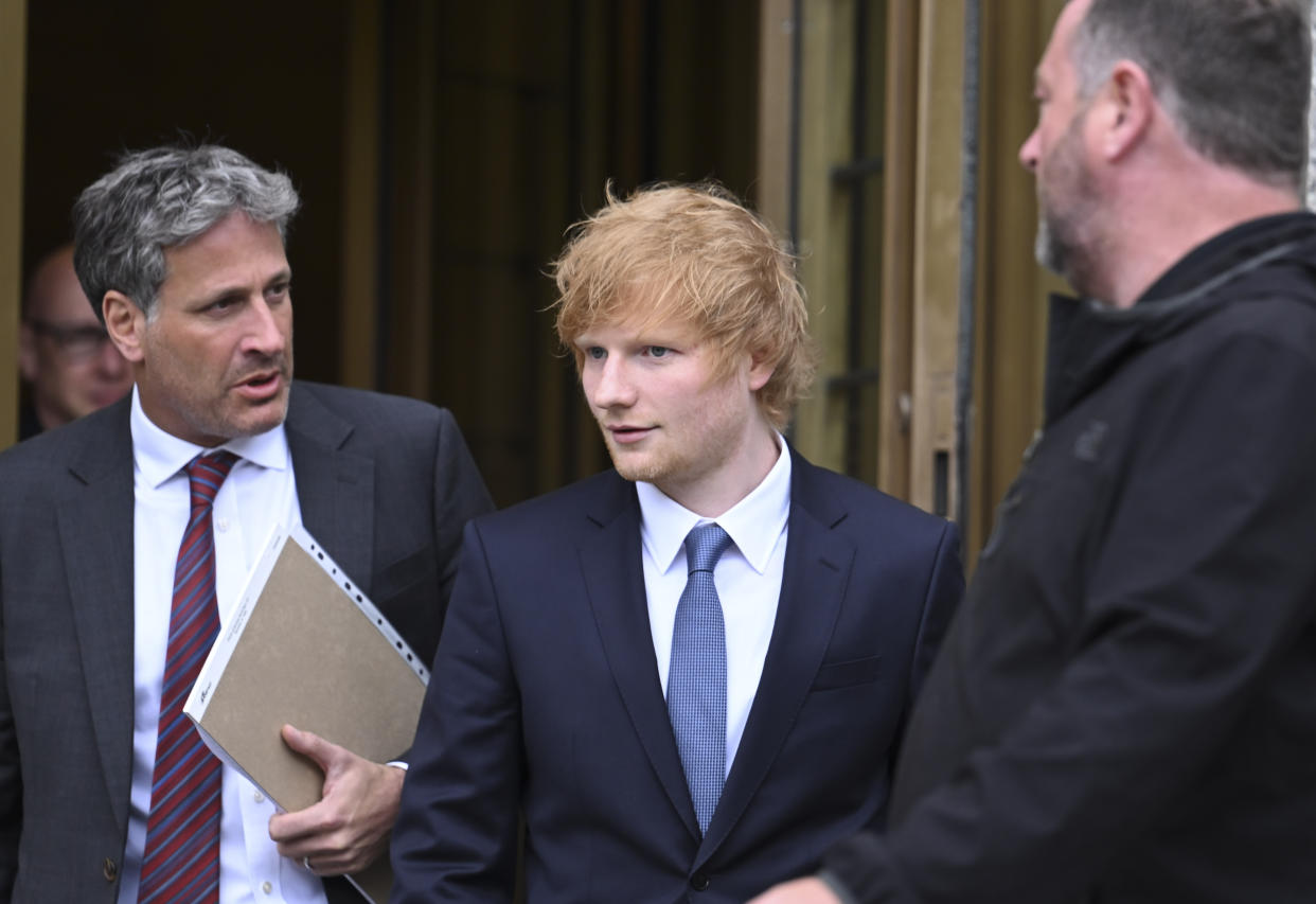  Ed Sheeran leaves US Federal Court in New York City on April 25, 2023. (Photo by Fatih Aktas/Anadolu Agency via Getty Images)