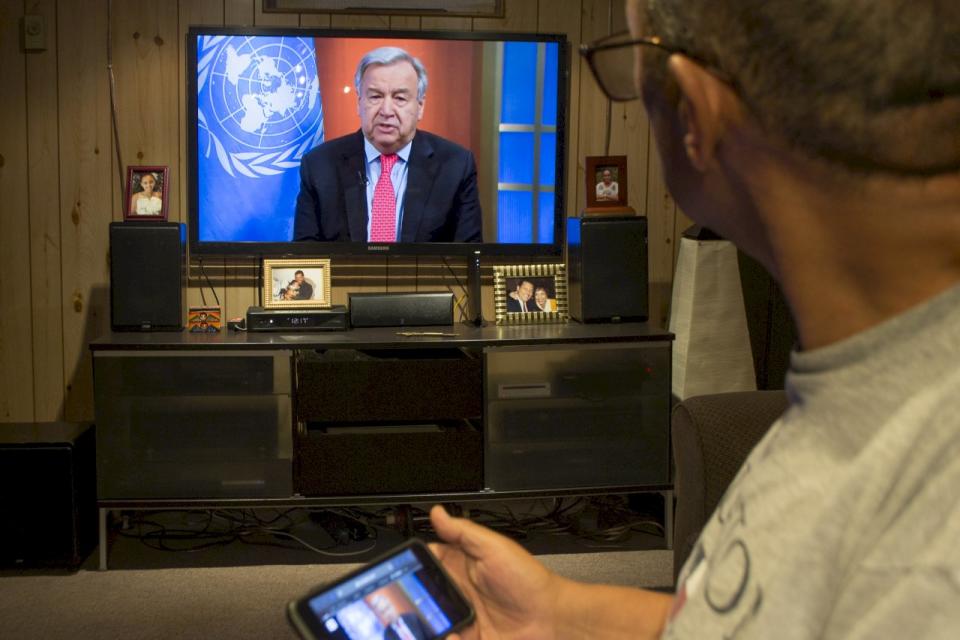 聯合國秘書長古特瑞斯(Antonio Guterres)在23日為全球停火發出呼籲。(UN Photo/Eskinder Debebe)