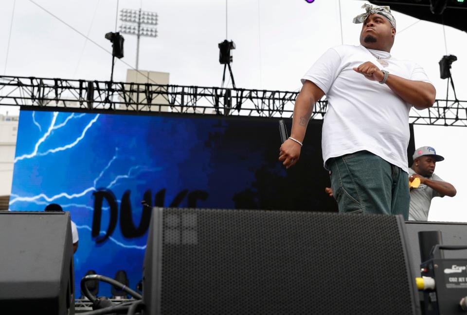 Duke Deuce performs during Beale Street Music Festival on Saturday, April 30, 2022, at the Fairgrounds in Liberty Park.