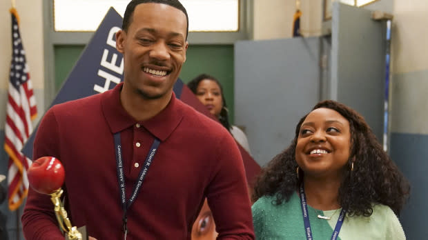 Quinta Brunson as Janine and Tyler Jams Williams as Gregory in "Abbott Elementary"<p>ABC/Gilles Mingasson</p>