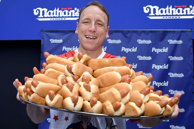 <p>Anthony Behar/Sipa USA</p> Joey Chestnut