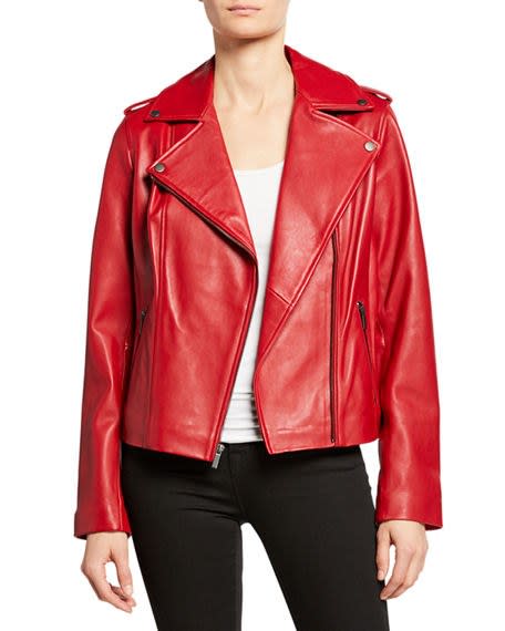 Neiman Marcus Leather Collection Zip-Front Leather Moto Jacket