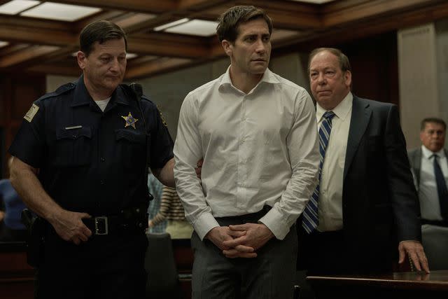 <p> Apple TV+</p> Jake Gyllenhaal (center) and Bill Camp in 'Presumed Innocent'
