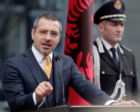 Albanian Interior minister Saimir Tahiri looks on during a news conference in Tirana, Albania February 28, 2017. REUTERS/Florion Goga?