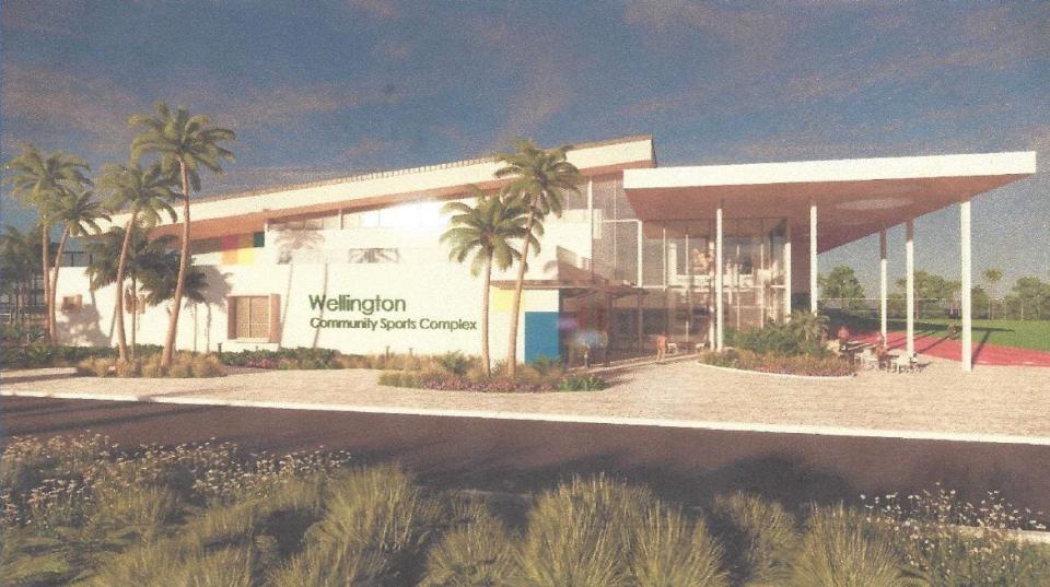 An artist rendering of what the Wellington Community Sports Complex would look like at Wellington Community Park. Wellington Athletics LLC presented the plan to the Village Council in November 2021.